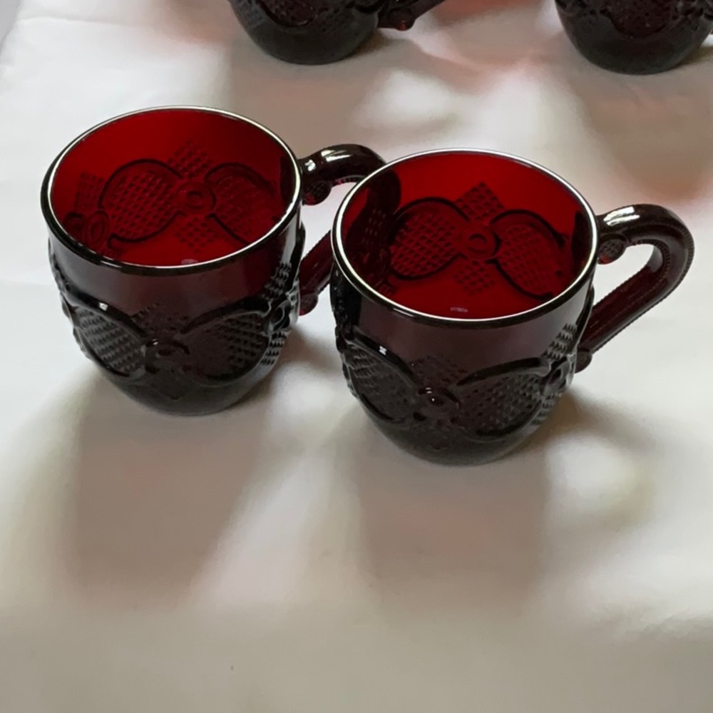 Vintage Avon Cape Cod Ruby Red Glass Coffee Cups set of 2